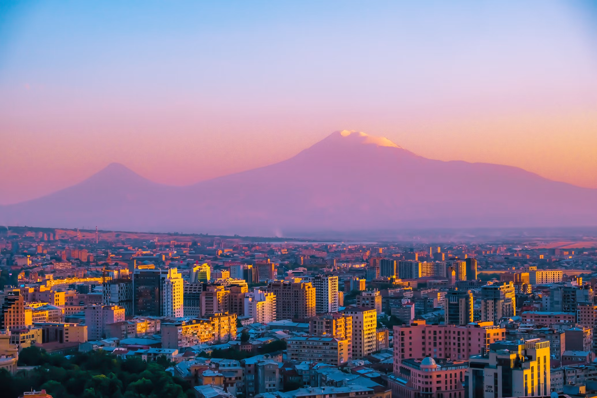 View of Mount Ararat from Yerevan, Armenia